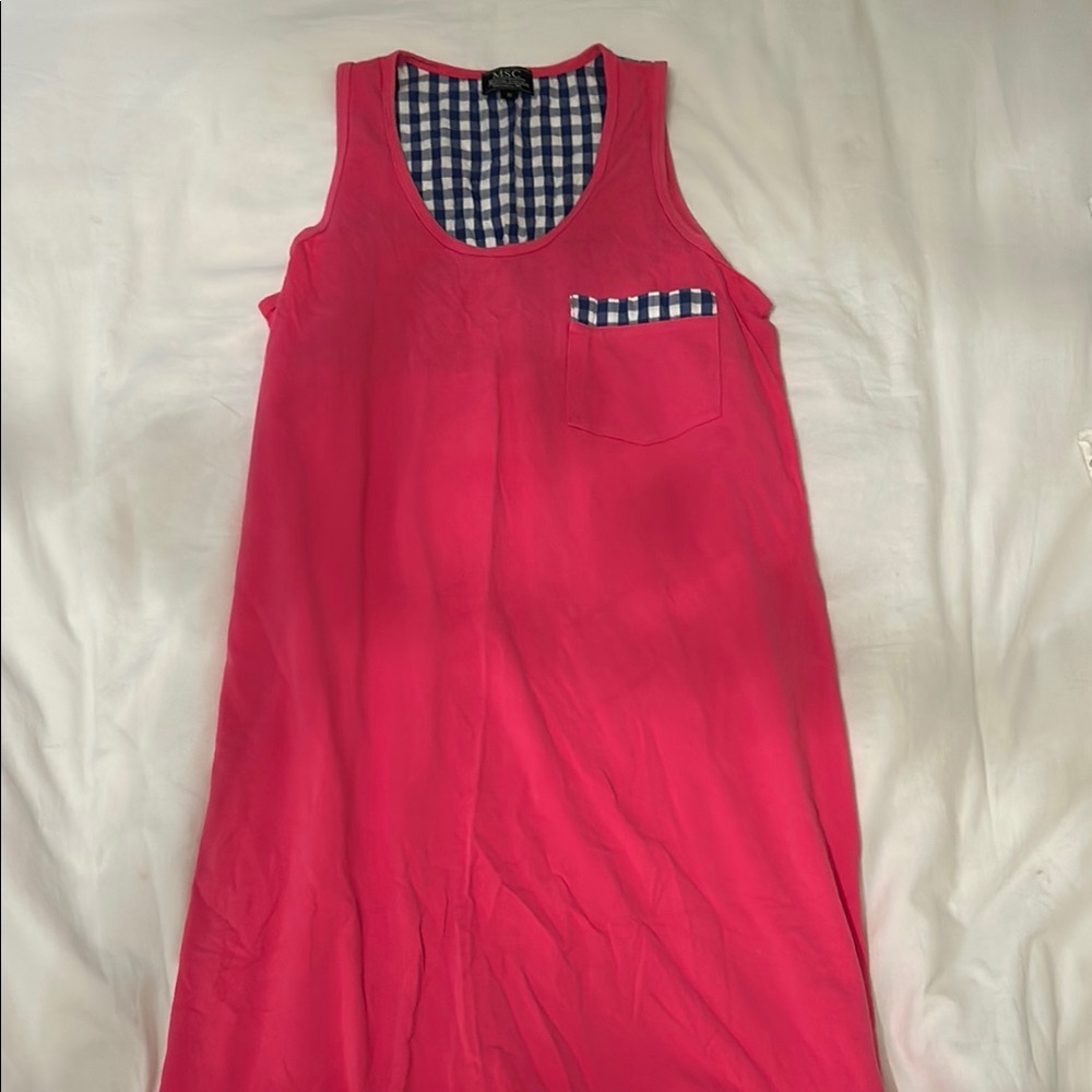 Pink Sleeveless Coverup with Checkered Detail